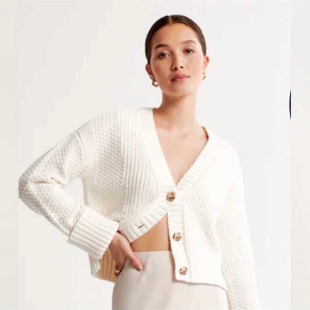 NWT Abercrombie & Fitch Cotton Seed Stitch Cardigan